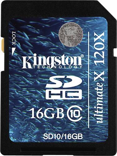 Front Standard. Kingston - High-Speed 16GB Secure Digital High Capacity Memory Card.