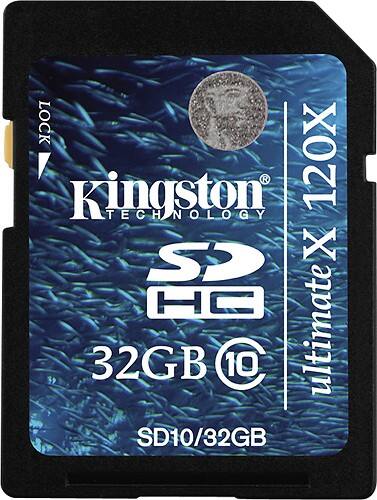 Front Standard. Kingston - High-Speed 32GB Secure Digital High Capacity Memory Card.