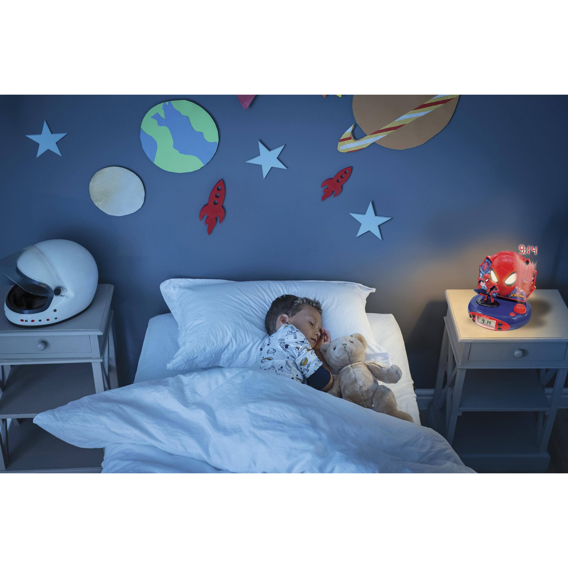 Alt View 3. Lexibook - Spider-Man 3D Projector Clock with Super Hero Sounds - RED.