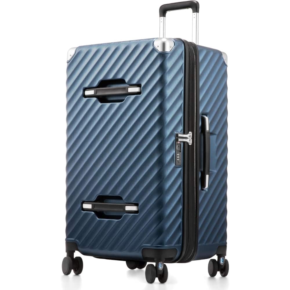 LUGGEX - 28 Inch Trunk Luggage Expandable PC Hard Shell Large Checked Suitcase with Shock - Absorbing Wheels - EX-Pro - Blue
