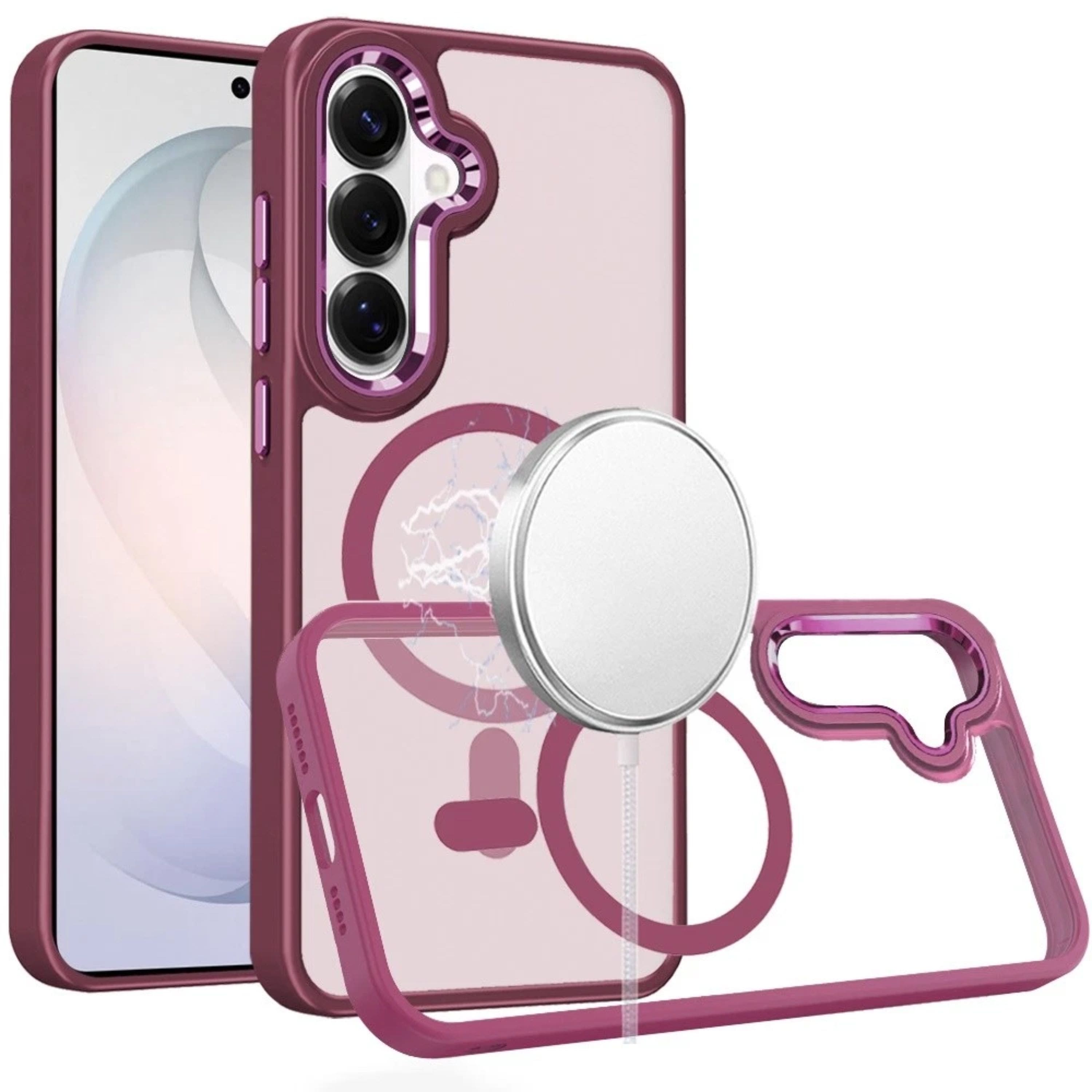 Kitcheniva - Magnetic Ring Cover With Metal Buttons Plus Tempered Glass For Samsung S26 FE - Burgundy price history on PriceWatchPro