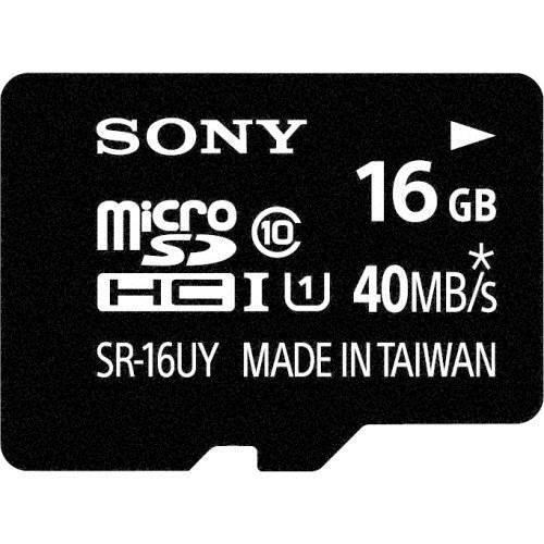 Front. Sony - SR Series 16GB microSDHC UHS-I Memory Card - Black.
