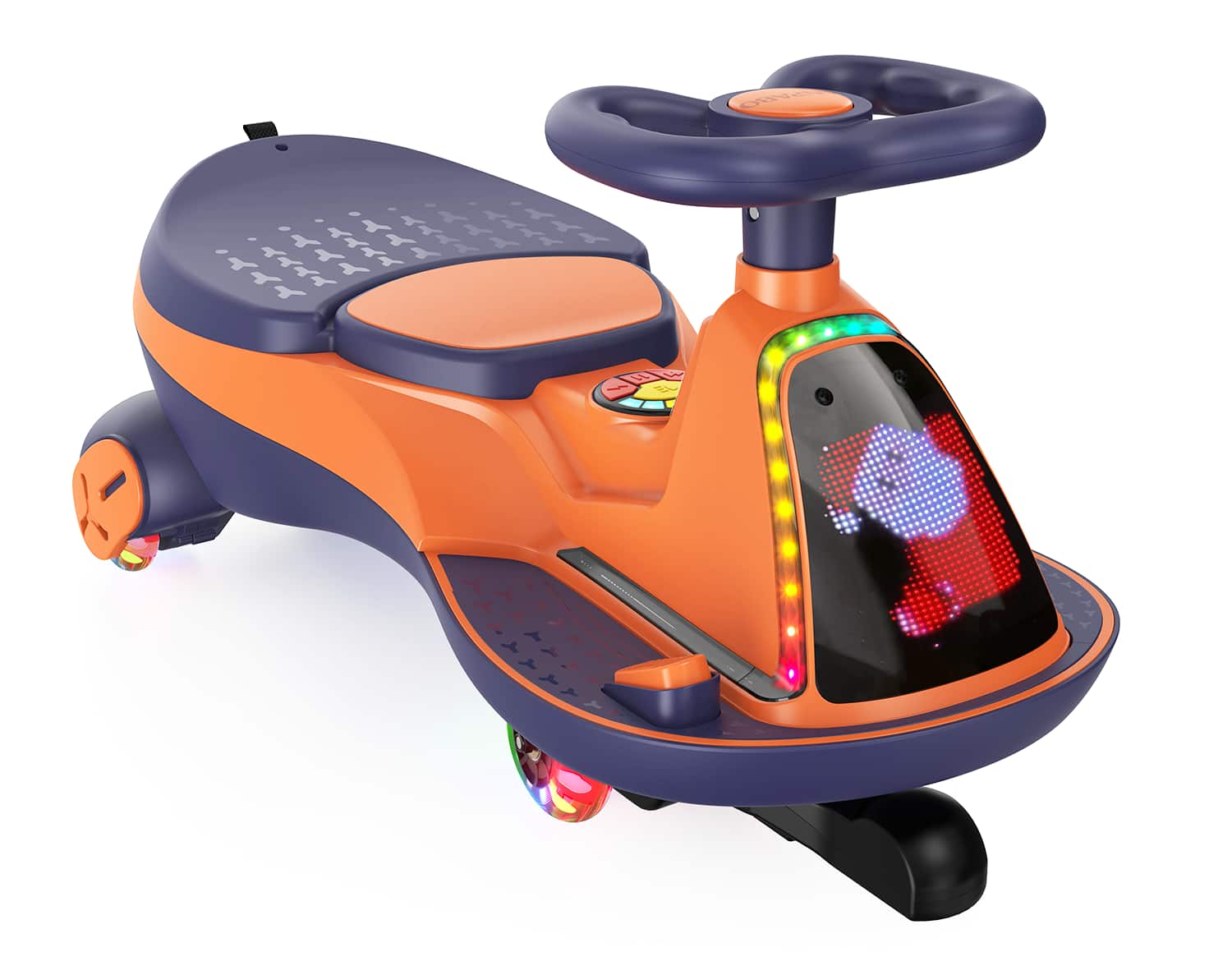 ANPABO - 12V Electric Wiggle Car for Kids, 2 Seater Car, 2x75W Motor, LED Screen, Ride on Toys, 2.8-4.1 Mph, Ages 3-12 - orrage