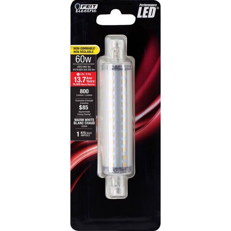 FEIT ELECTRIC - R7S R7 LED Bulb Warm White 60 Watt Equivalence 1 pk