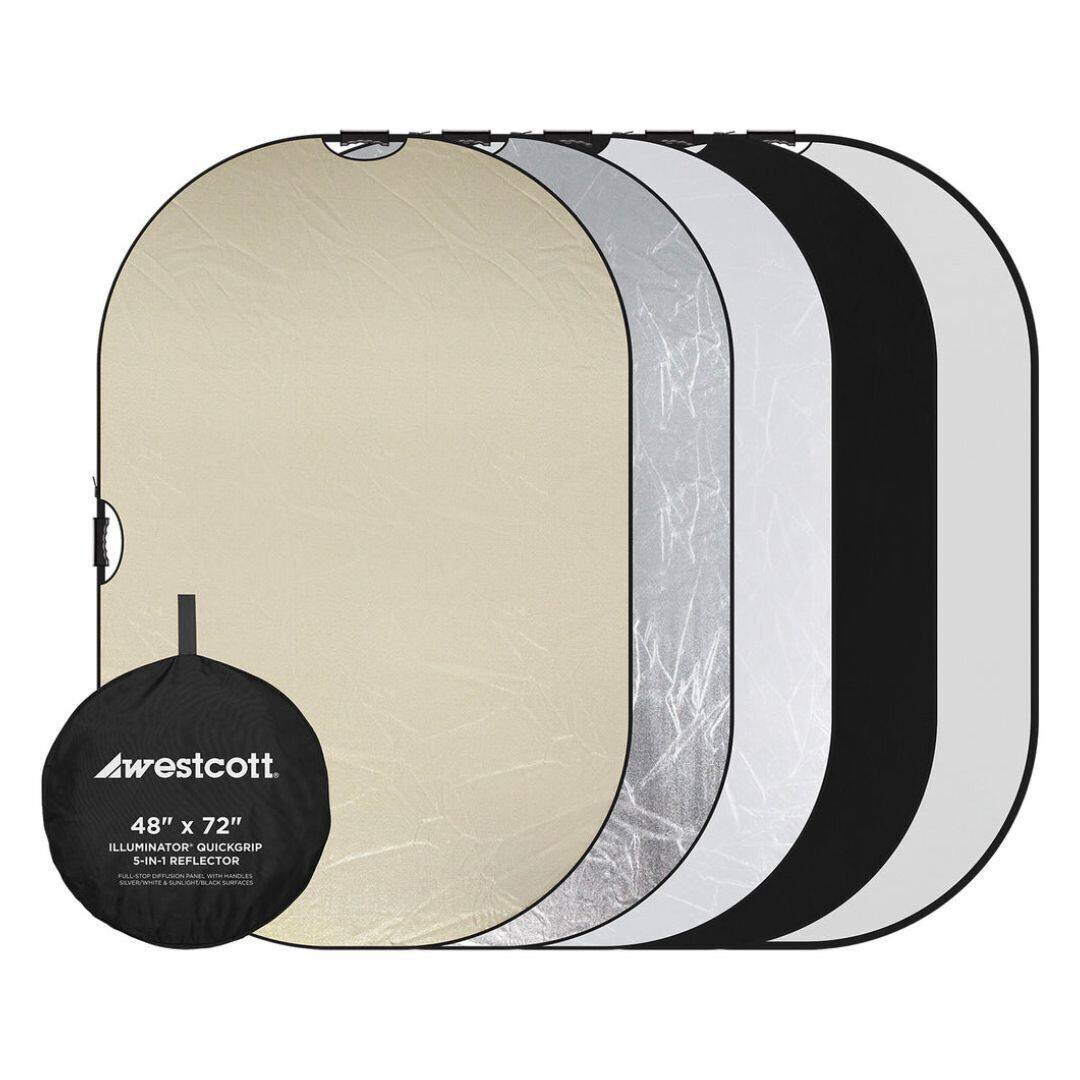 Westcott  
48" x 72"  
ILLUMINATOR QUICKGRIP  
5-IN-1 REFLECTOR  
SILKY WHITE, SILKY SILVER, BLACK, GOLD, WHITE