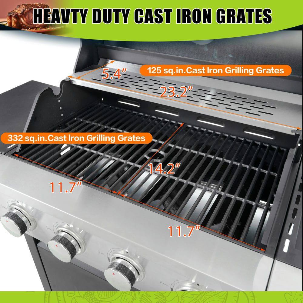 HEAVY DUTY CAST IRON GRATES

5.4" 125 sq.in. Cast Iron Grilling Grates

23.2" 332 sq.in. Cast Iron Grilling Grates

11.7" 14.2" 11.7"