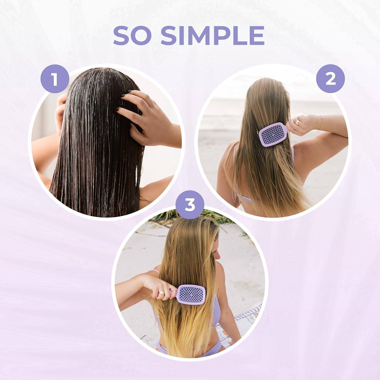 Alt View 5. FHI Heat - UNbrush Mini Wet/Dry Detangling Hair Brush with DuoFlex™ Anti-Static Bristles - Lilac Light Purple.