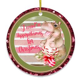 OrnamentallyYou - I Just Want a Hippopotamus for Christmas Ornament - Multi-colored
