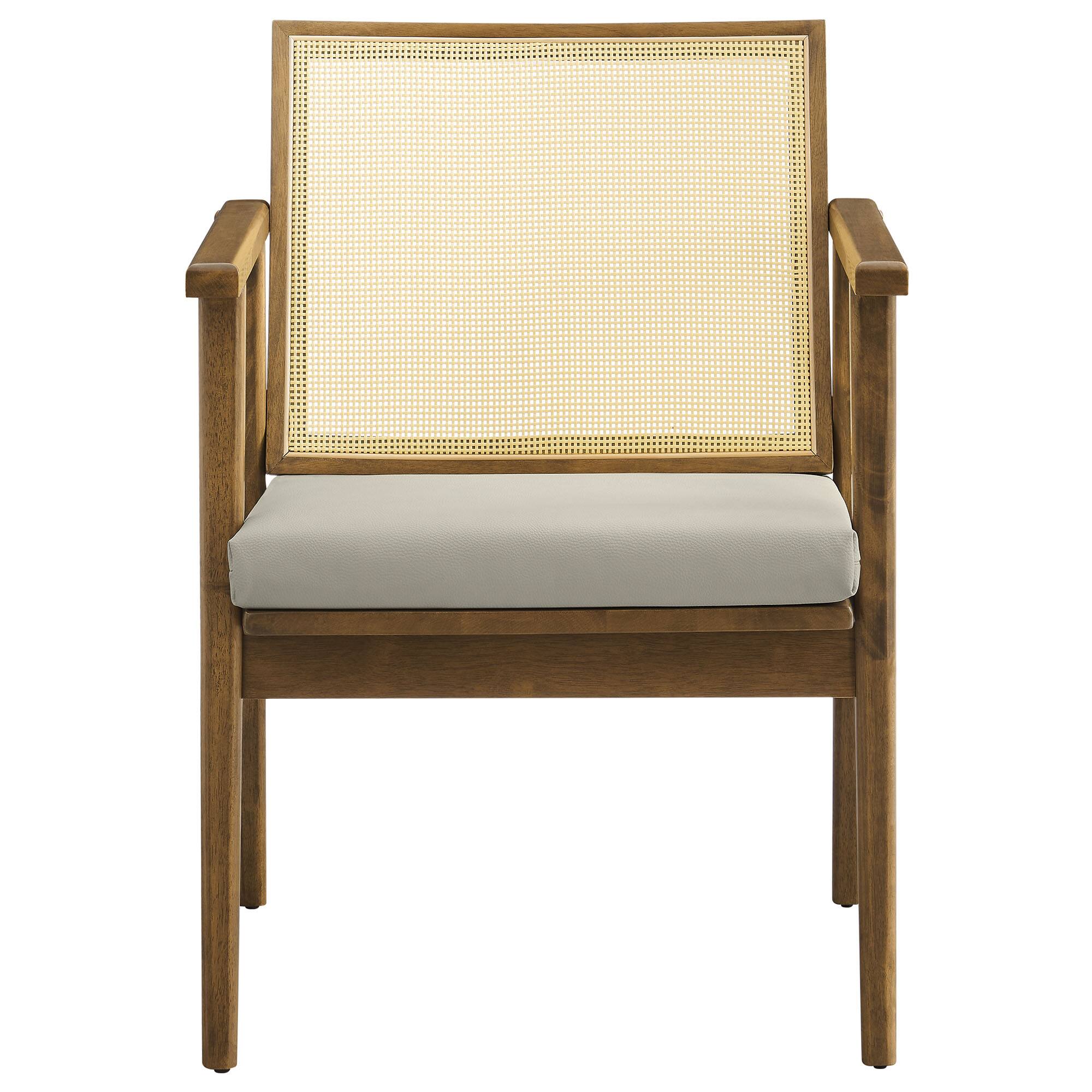Alt View 3. Modway - Thera Vegan Leather and Cane Accent Armchairs Set of 2 by Modway - Gray.