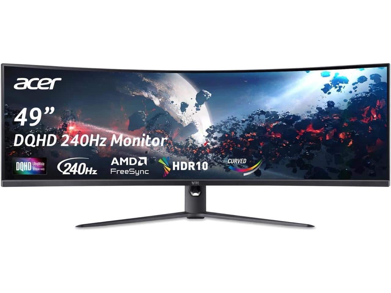 Acer - Nitro EI491CUR W3 49" Dual QHD Curved Monitor, 144Hz, 1ms, FreeSync Pro, HDR400, USB-C, 32:9