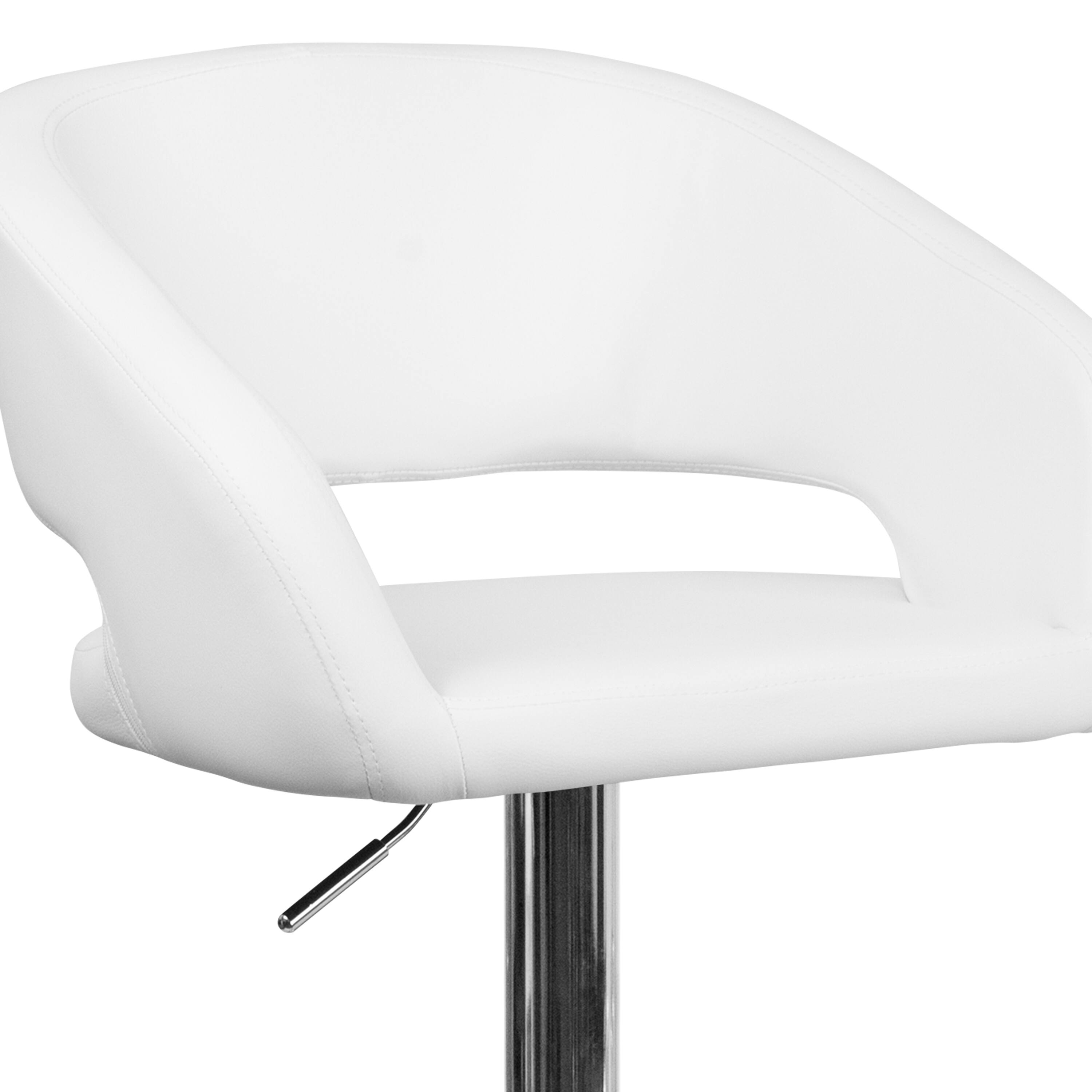 Alt View 15. Alamont Home - Erik White Vinyl Adjustable Height Barstool with Rounded Mid-Back and Chrome Base - White Vinyl.