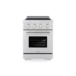 ZLINE - 24 in. 3.2 cu. ft. Paramount Freestanding Induction Range with 3 Burners and Electric Oven - Stainless Steel