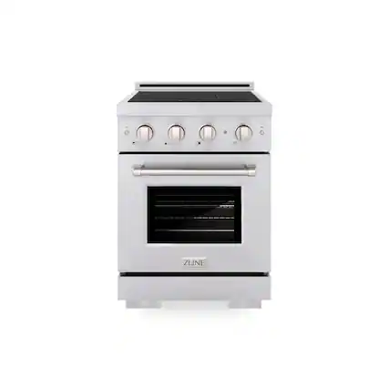 Front. ZLINE - 24 in. 3.2 cu. ft. Paramount Freestanding Induction Range with 3 Burners and Electric Oven in Stainless Steel - Stainless Steel.
