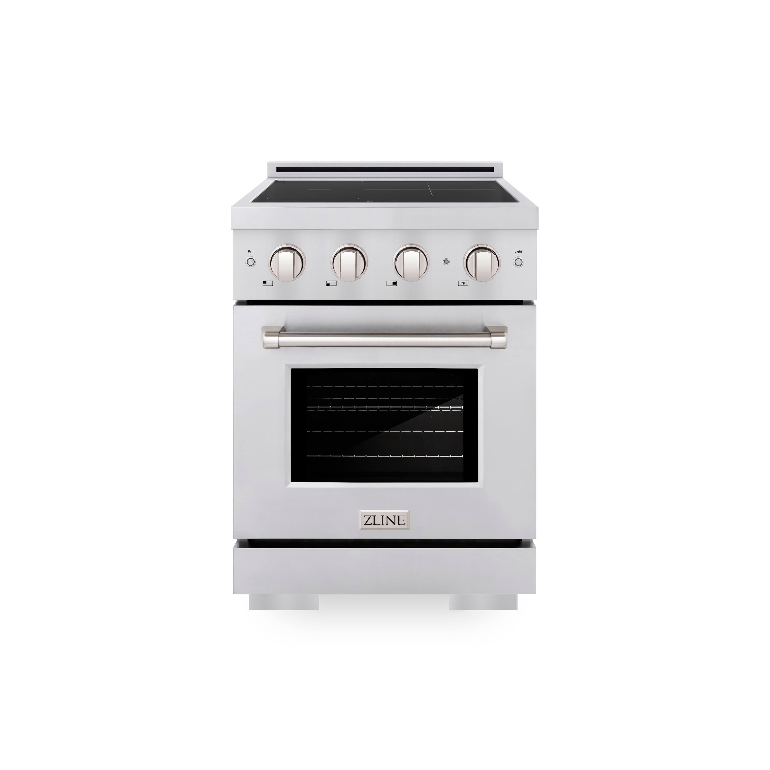 Front. ZLINE - 24 in. 3.2 cu. ft. Paramount Freestanding Induction Range with 3 Burners and Electric Oven in Stainless Steel - Stainless Steel.