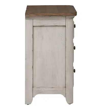 Front. Liberty Furniture Industries - 3 Drawer Night Stand w/ Charging Station - White.