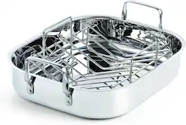 Cooks Standard - Classic 16''x13'' S/S Roaster Pan W/V-Shaped Rack,Turkey Roasting Pan W/Rack,Large Capacity,Oven and Dishwasher Safe - Stainless Steel