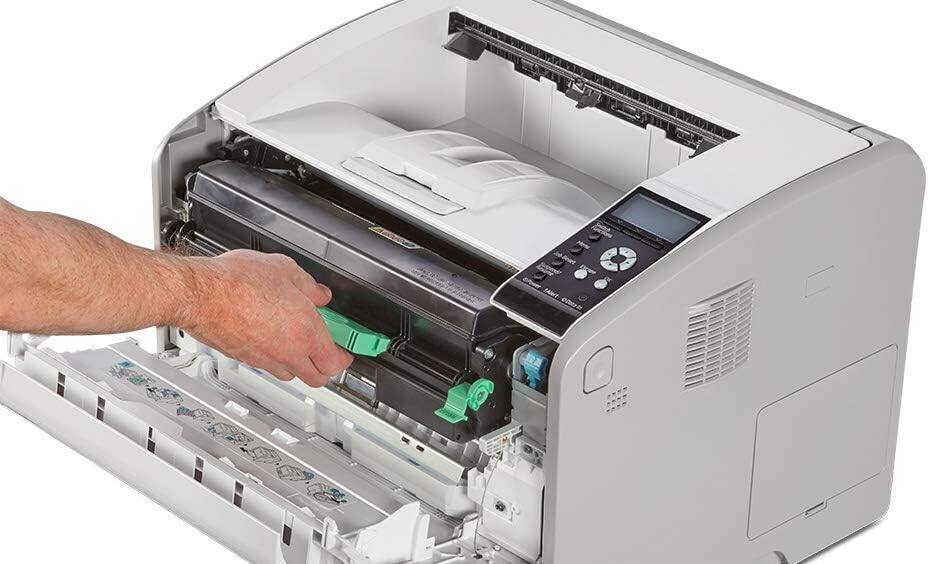 Angle. Ricoh - Ricoh SP-6430DN Single Function Monochrome, Black and White A3 Laser Printer - White.