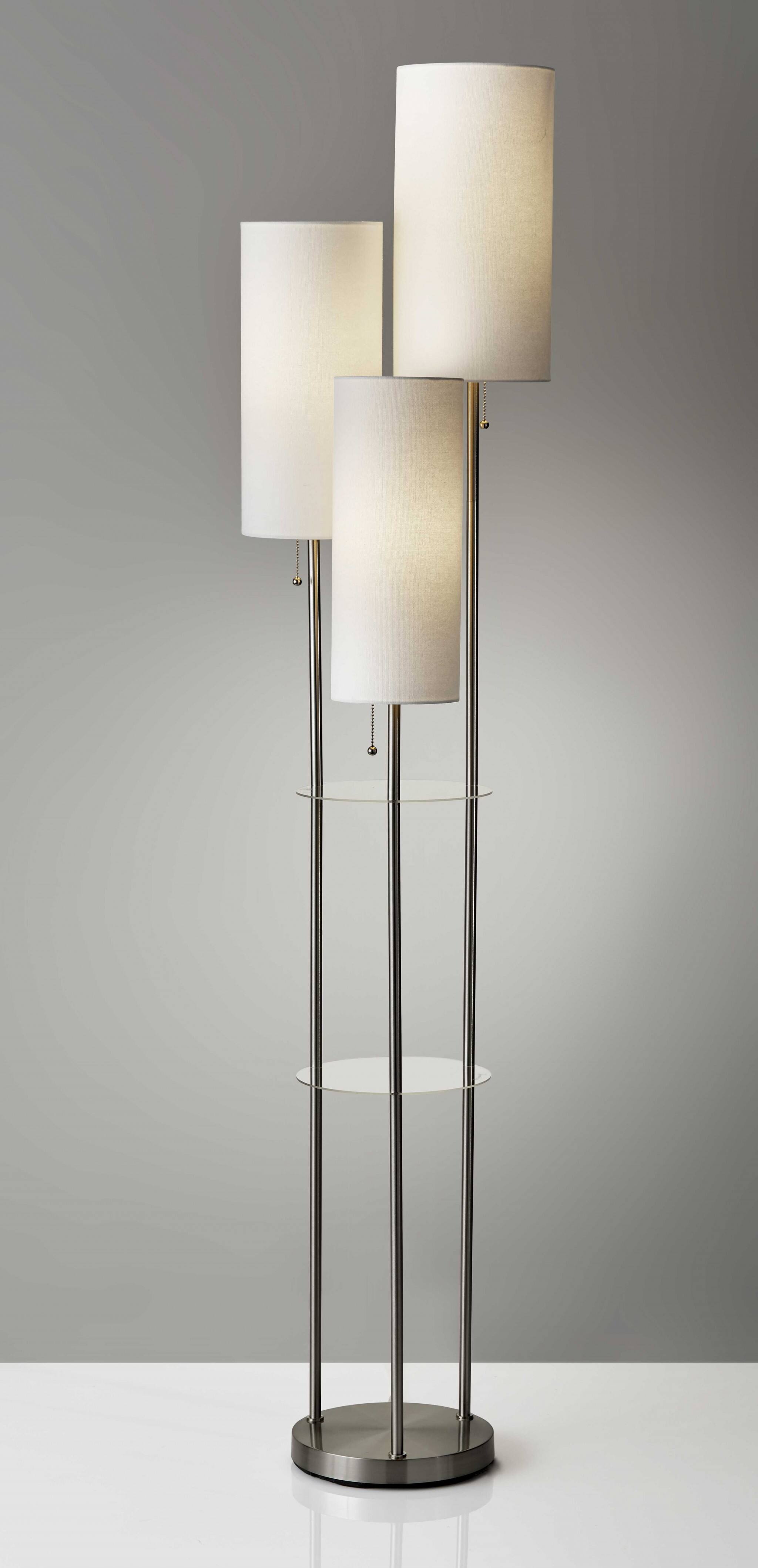 Alt View 1. Hivvago - Hivvago 68 Inch Silver Three Light Novelty Floor Lamp With White Linen Cylinder Shade - Silver.