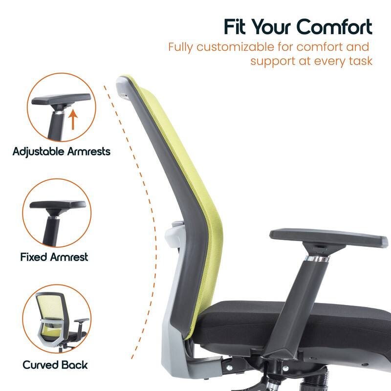 Fit Your Comfort  
Fully customizable for comfort and support at every task  
Adjustable Armrests  
Fixed Armrest  
Curved Back
