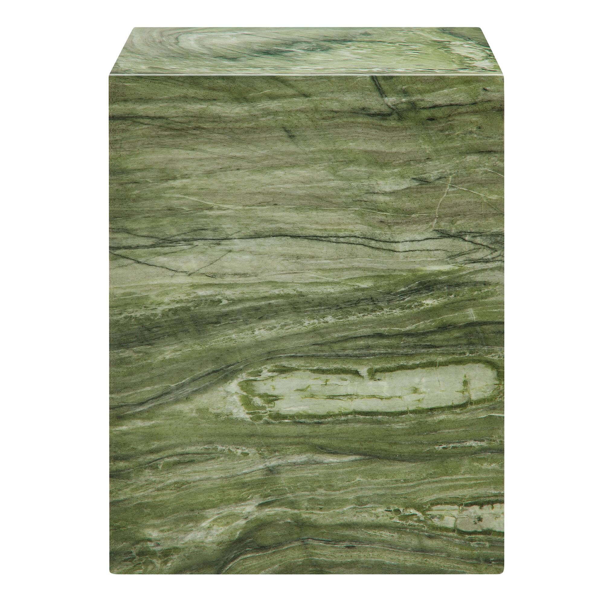 Alt View 6. Modway - Jordana Square Plinth Indoor - Outdoor Patio Concrete Side Table by Modway - Green Marble.