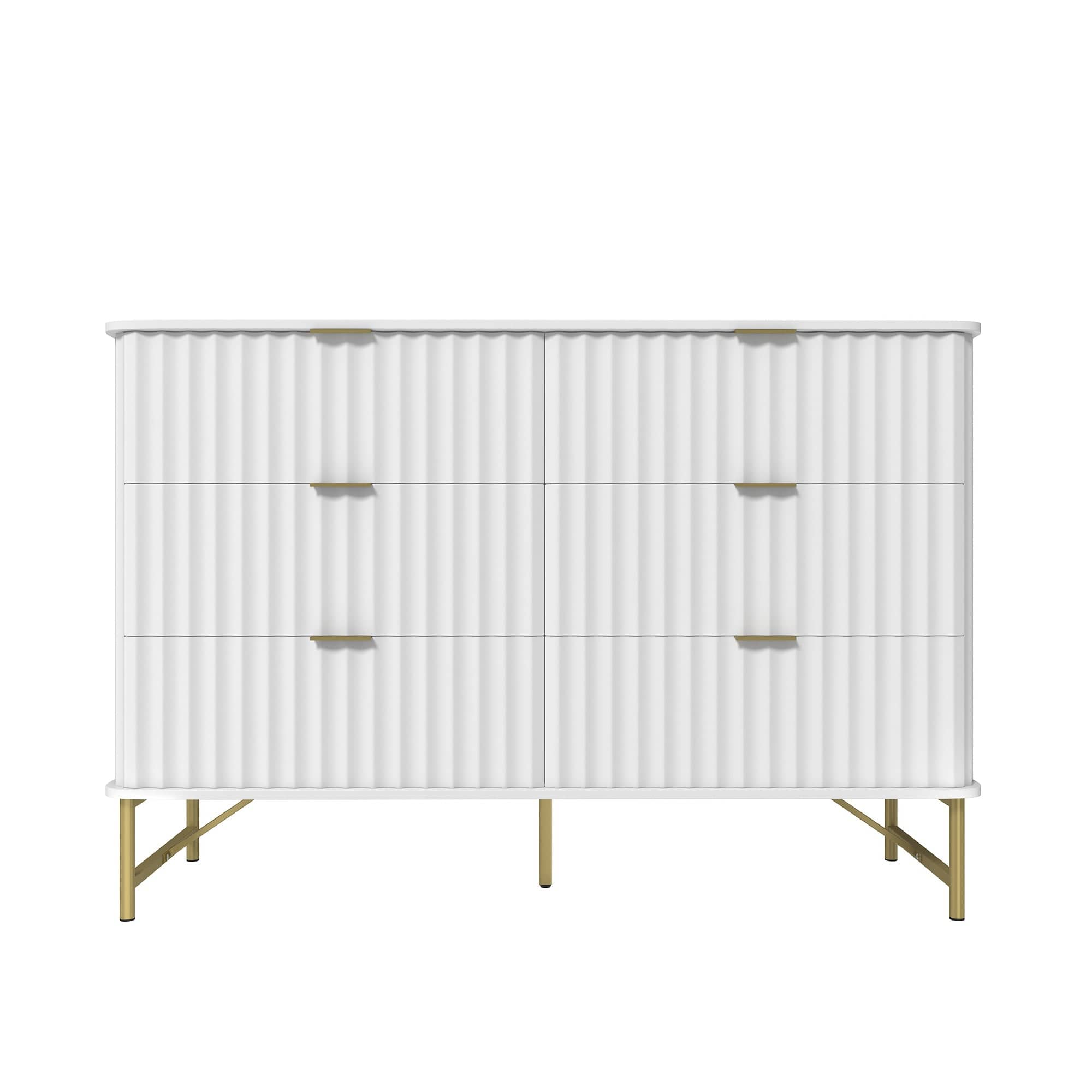 Boyel Living - Modern 6 Drawer Accent Cabinet with Metal Legs - White