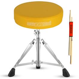 5 CORE - Drum Throne 3" Thick Padded Comfortable Guitar Stool Drummer Chair Adjustable Musician Seat - Yellow