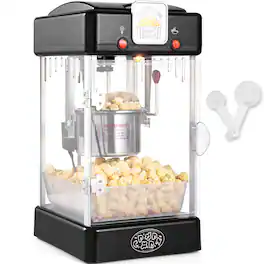 VEVOR - Popcorn Maker, 300W Popcorn Popper Machine, 2.5 Oz Kettle Makes 4 QT per Batch, Tabletop Popcorn Maker with PP Door - Black