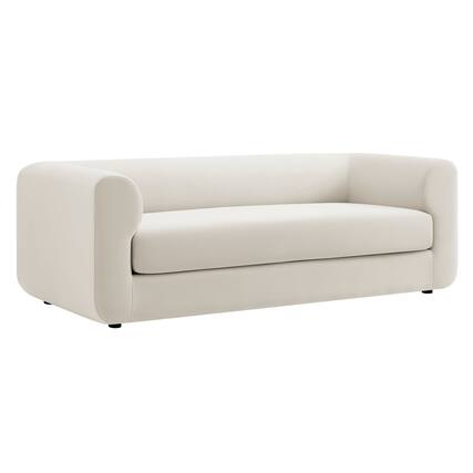 Front. Modway - Leif 89" Performance Velvet Upholstered Sofa by Modway - White.