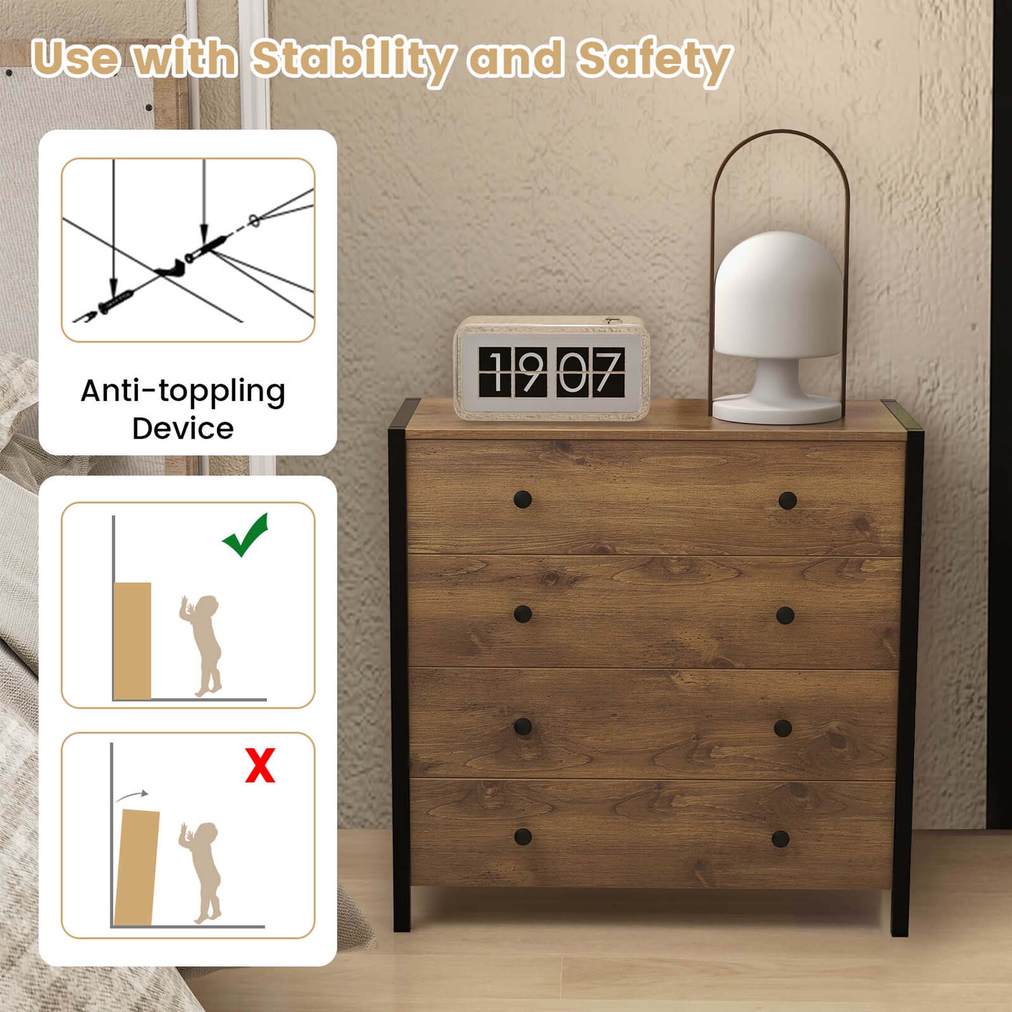 Use with Stability and Safety
Anti-toppling Device
1 190 9 7 X