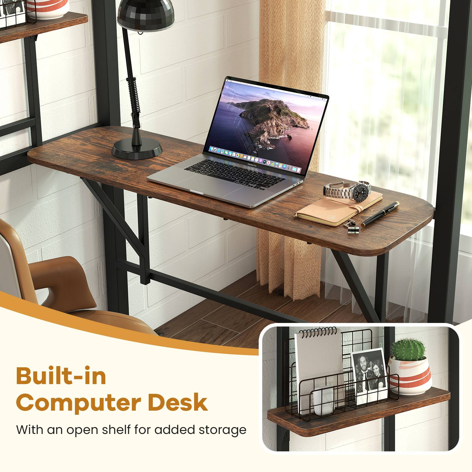 Built-in Computer Desk  
With an open shelf for added storage