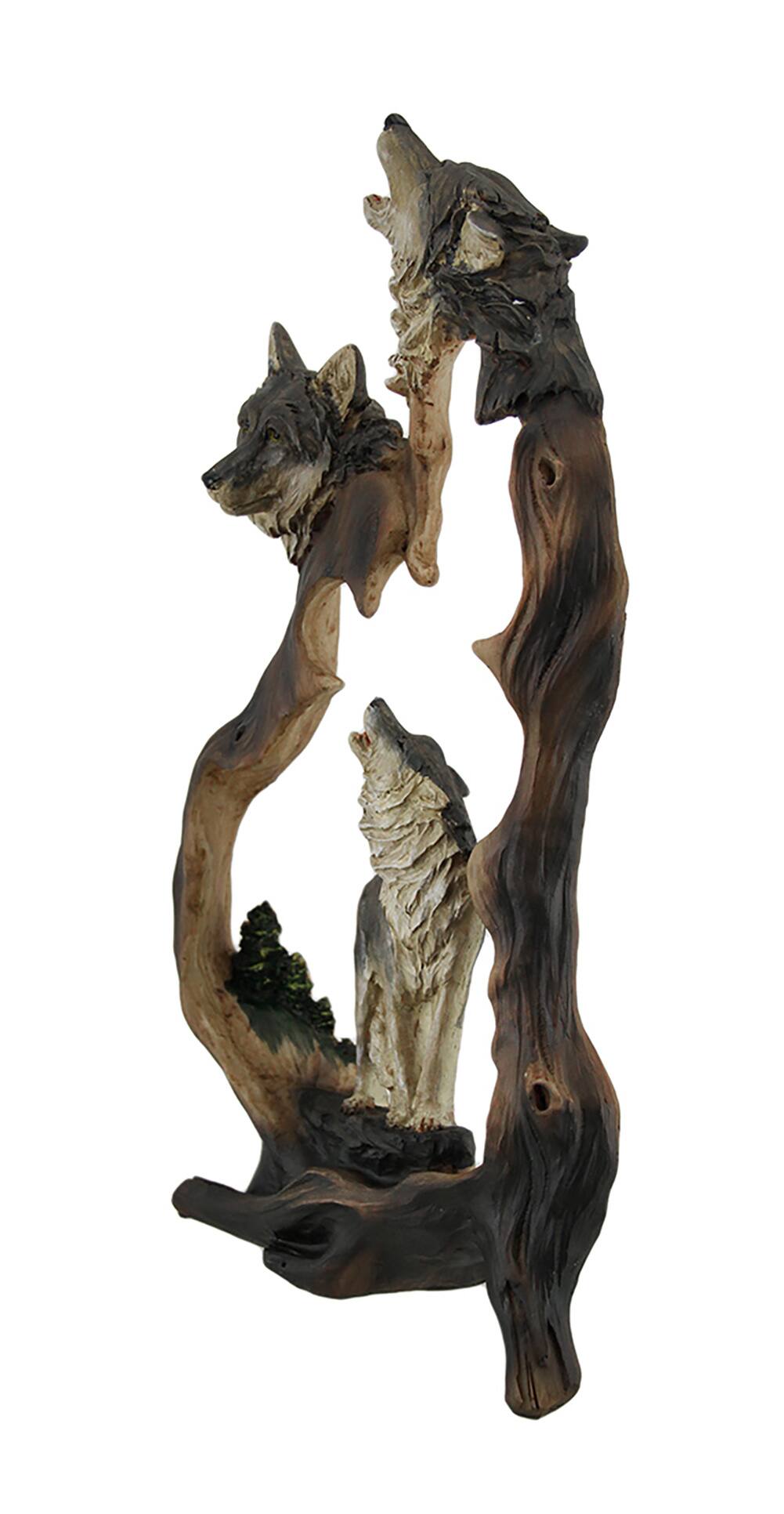 Alt View 1. Zeckos - Howling Mountain Wolves Cutout Statue - Multicolored.