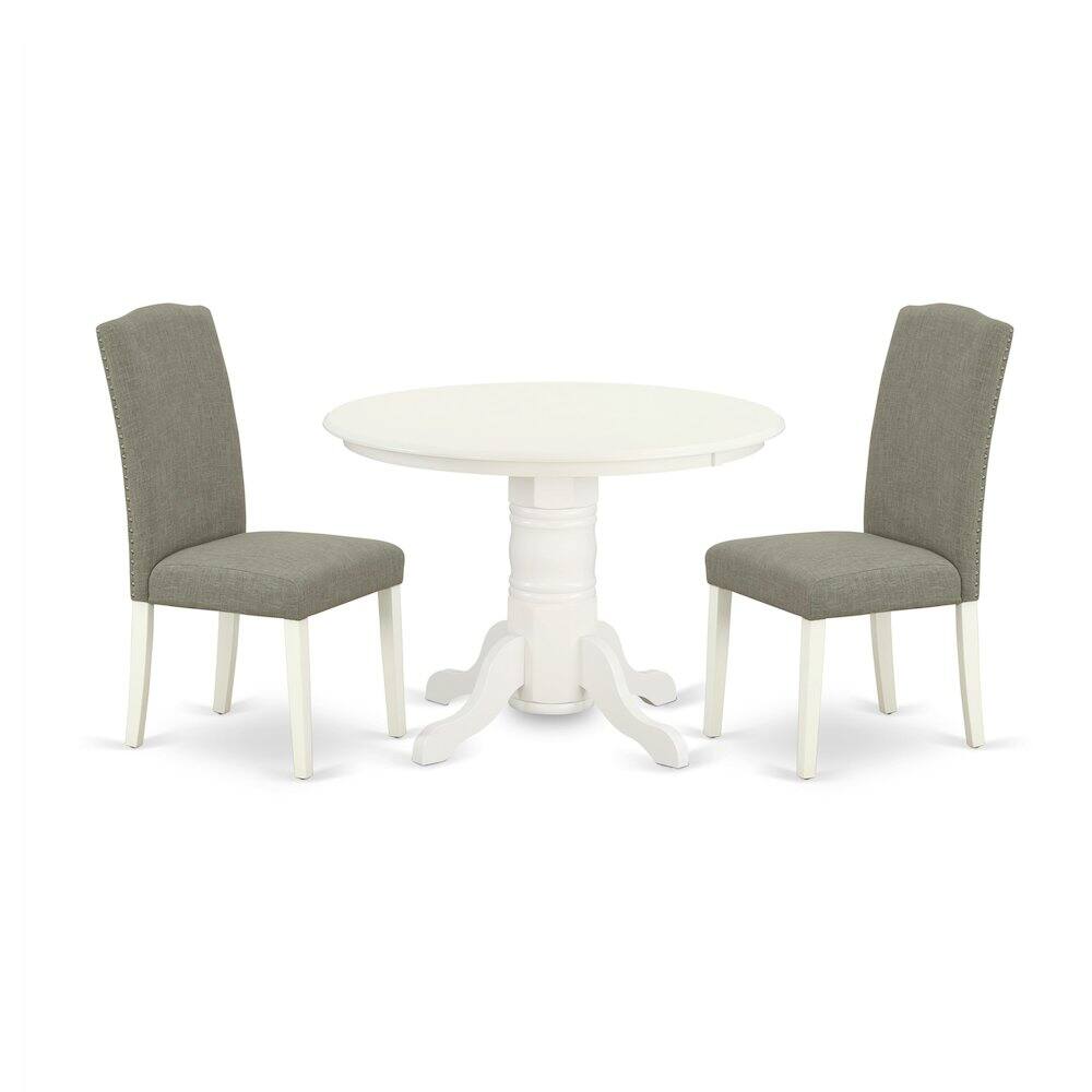 Alt View 2. East West Furniture - Dining Room Set Linen White - Brown.