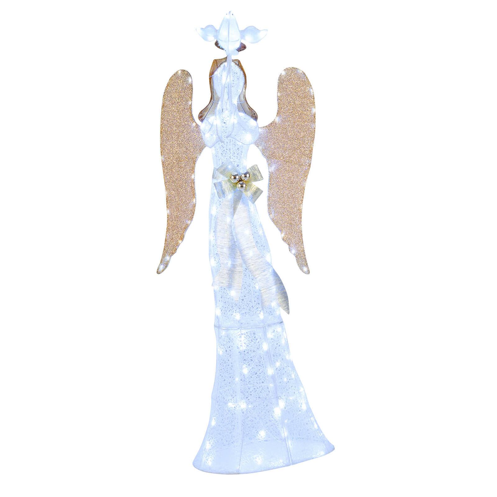 Alt View 1. Costway - Costway 3D Lighted Angel Christmas Decoration with Pigeon, Golden Wings, 150 LED Lights - White.
