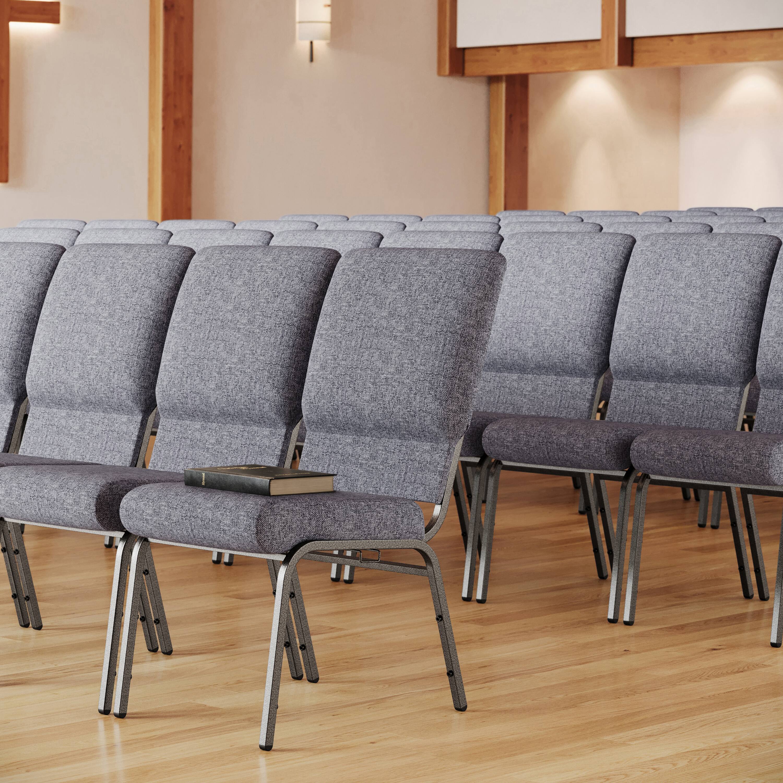 Alt View 1. Emma + Oliver - Church Chairs 18.5 in. Wide - Charcoal Gray Fabric/Silver Vein Frame.
