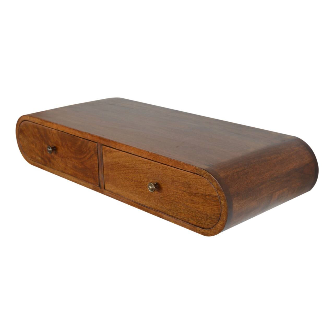 Alt View 1. Artisan Furniture - Artisan Furniture Solid Wood Floating Chestnut London Console, 2 Drawers, Dark Brown Color - Dark Brown.
