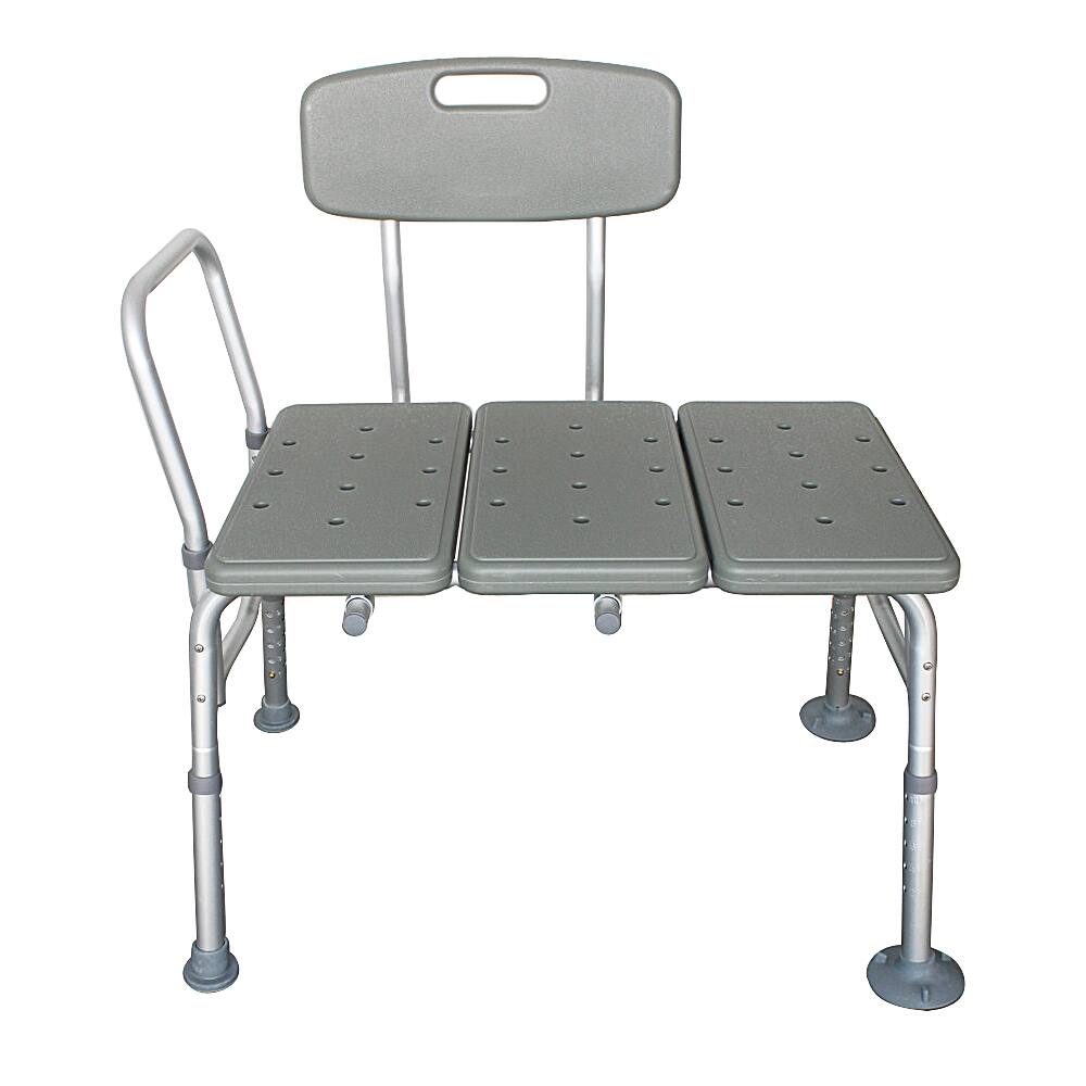 Back. Winado - Shower Chair Bath Tub Shower Transfer Bench Stool with Backrest Seat, Adjustable Heights, Non-Slip Handle, Drain Holes - Gray.