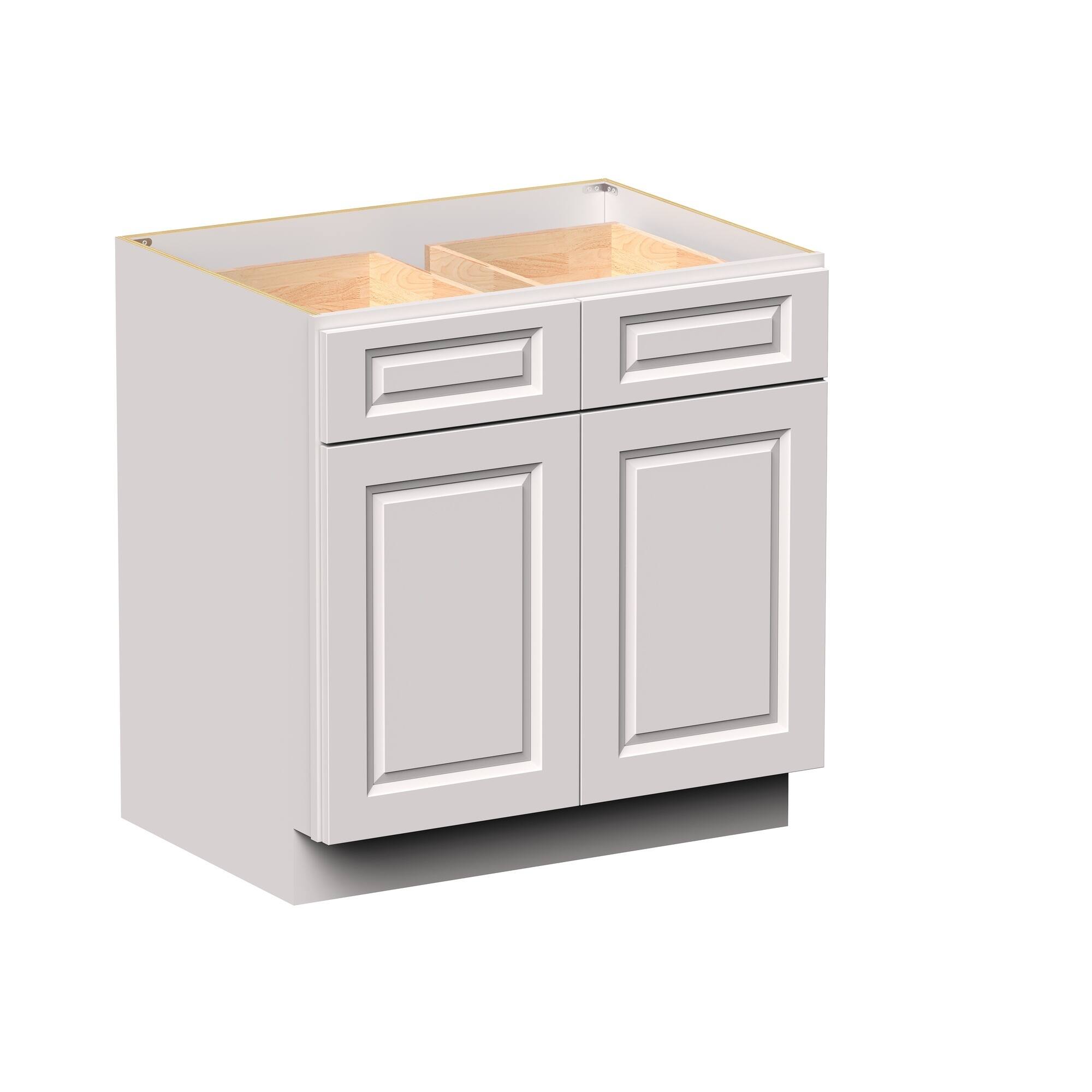 Angle. Boyel Living - 33-in W x 34.5-in H x 24-in D Shaker RTA Kitchen Base Cabinet with Soft-Close - Glacier White.
