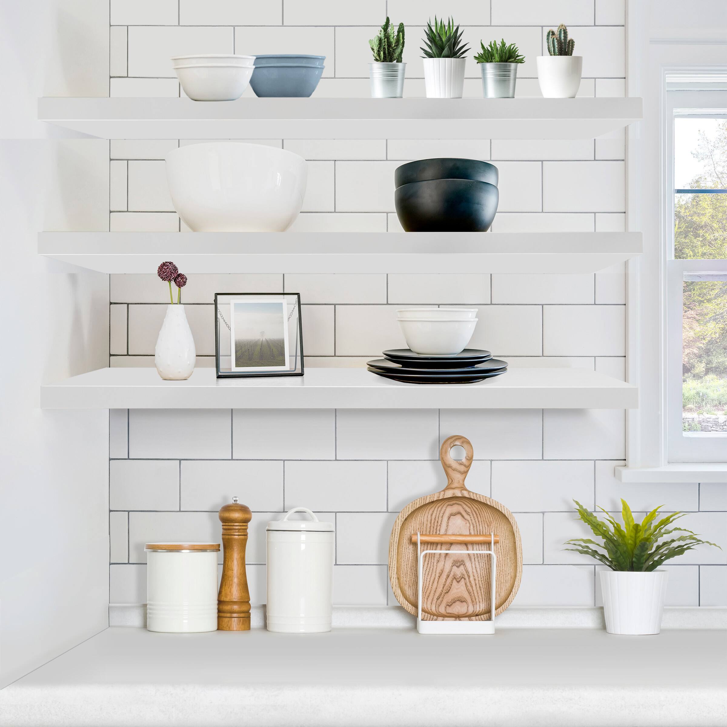 Alt View 2. Sorbus - Sorbus Floating Shelves for Wall - 35 Inch Long Bathroom Shelves, Wall Decor for Bedroom, Kitchen, Living Room - White.