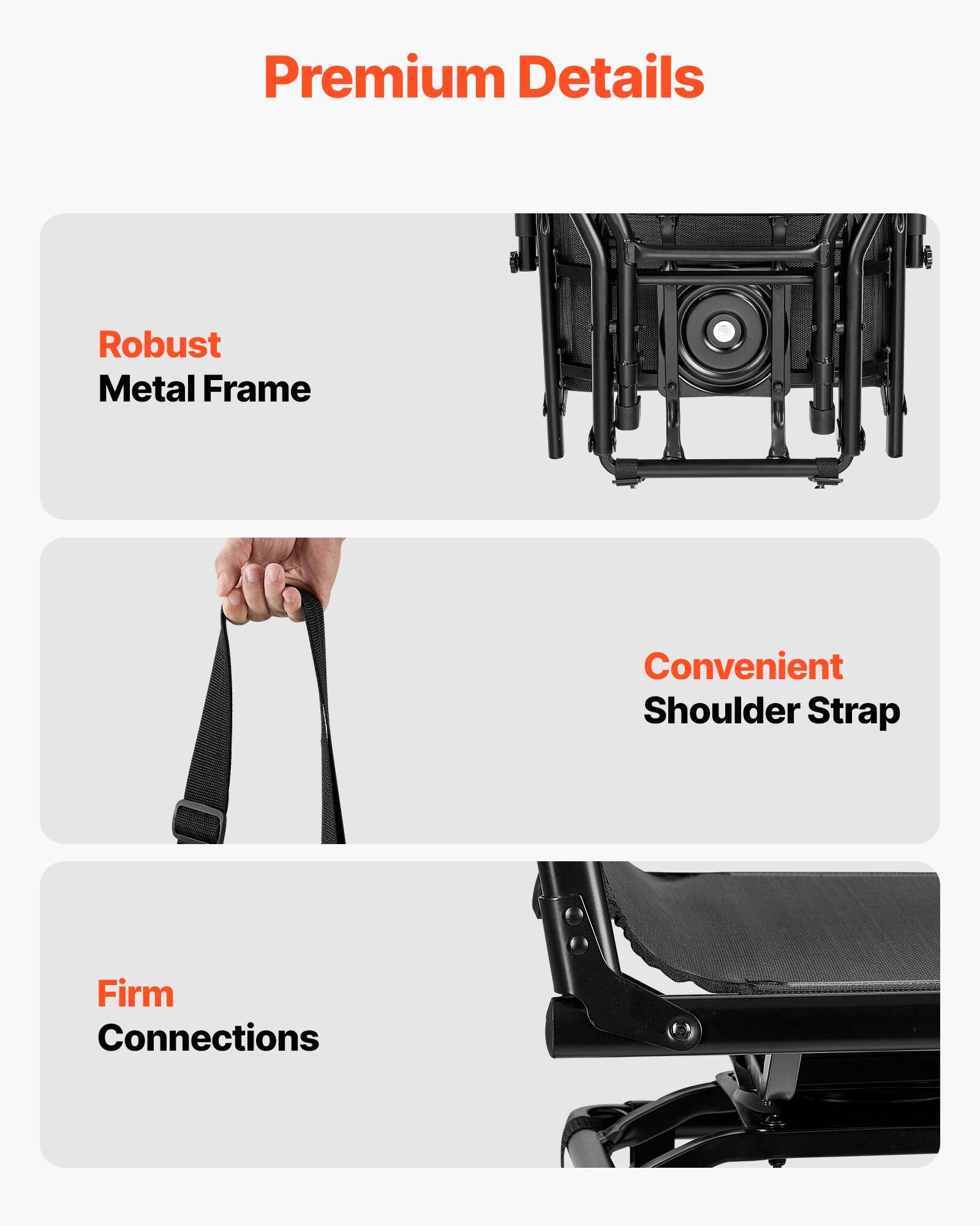Premium Details

- Robust Metal Frame
- Convenient Shoulder Strap
- Firm Connections