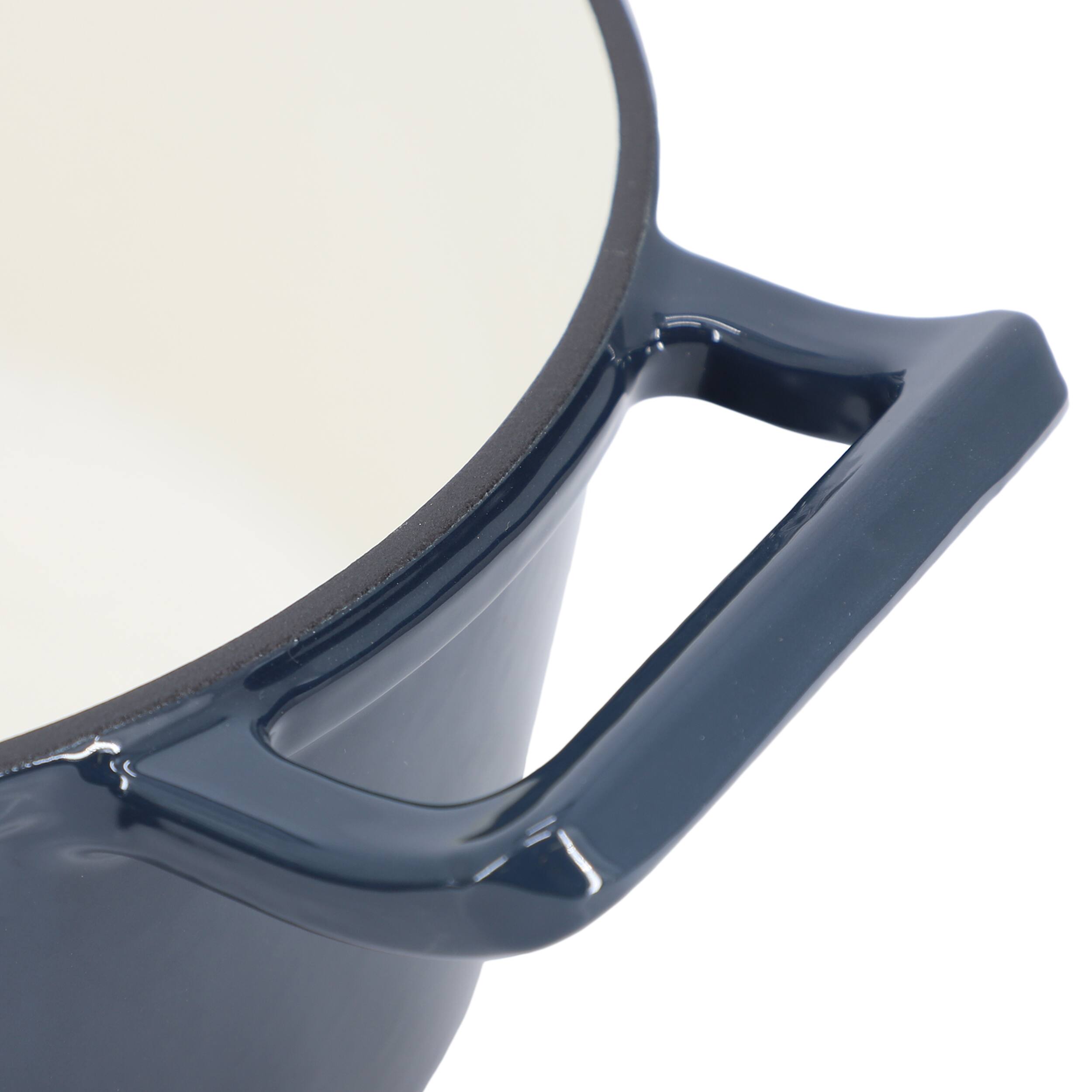 Alt View 5. MegaChef - MegaChef 5.3 Quarts Round Enameled Cast Iron Casserole with Self Basting Lid in Gradient Dark Blue - Gradient Dark Blue.