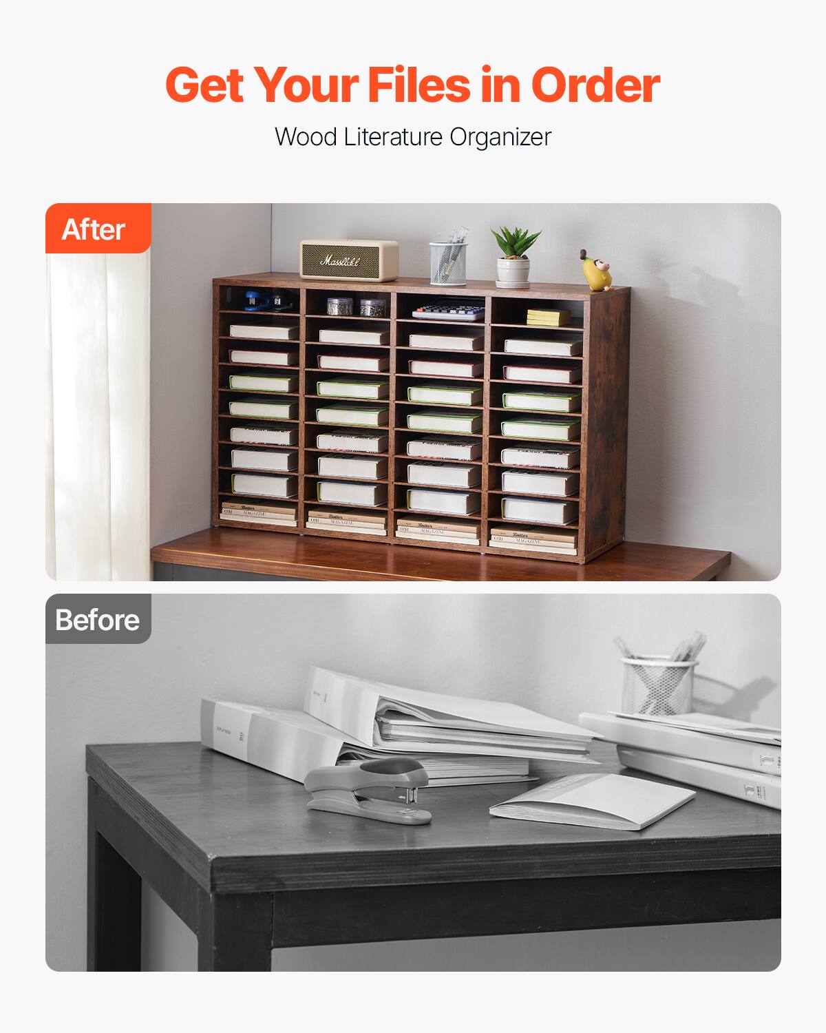 Get Your Files in Order  
Wood Literature Organizer  

After  

Before