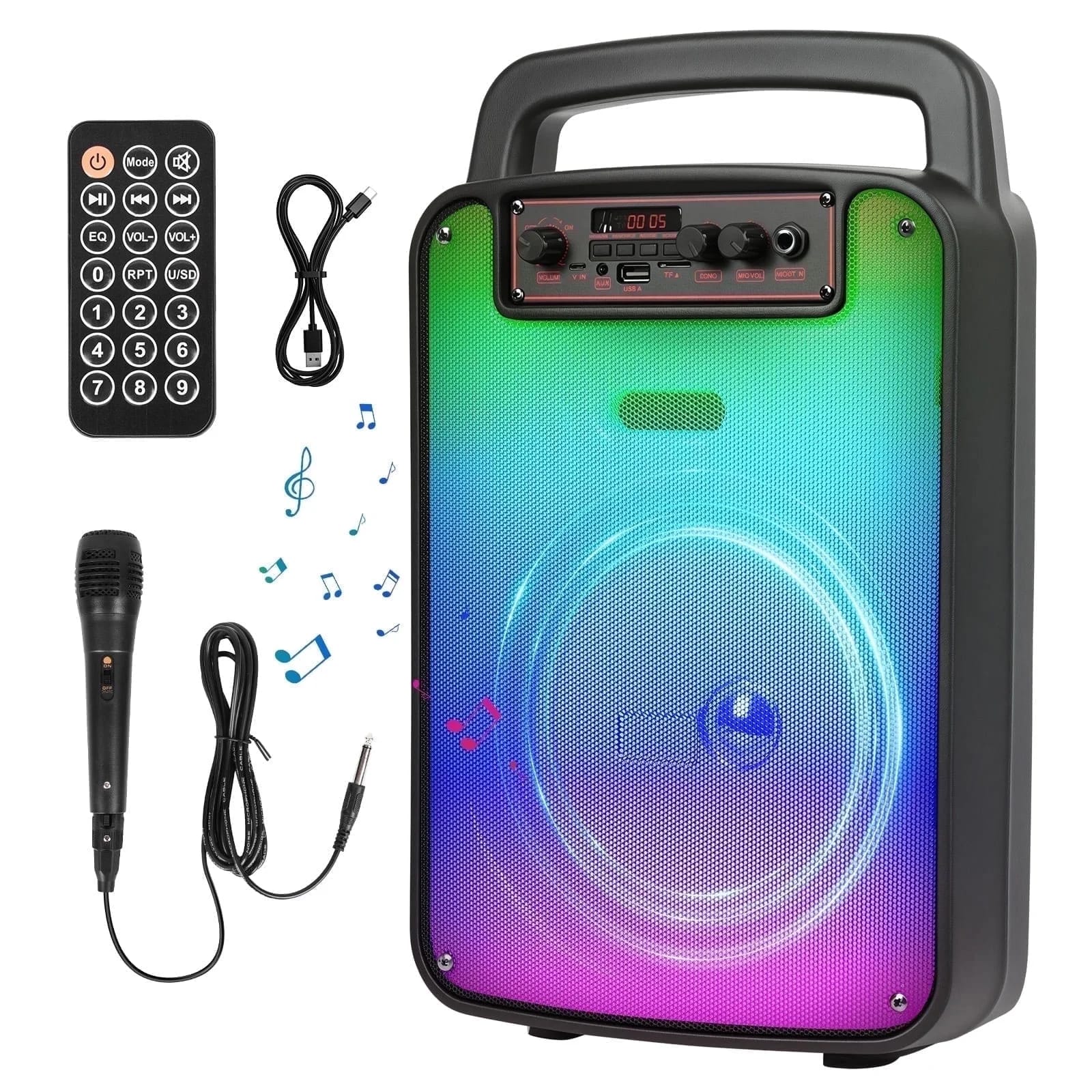 VILINICE - Bluetooth Rechargeable Speaker, Portable Speaker with Microphone, Speaker for Home Outdoor Party Camping, Support RGB/TW