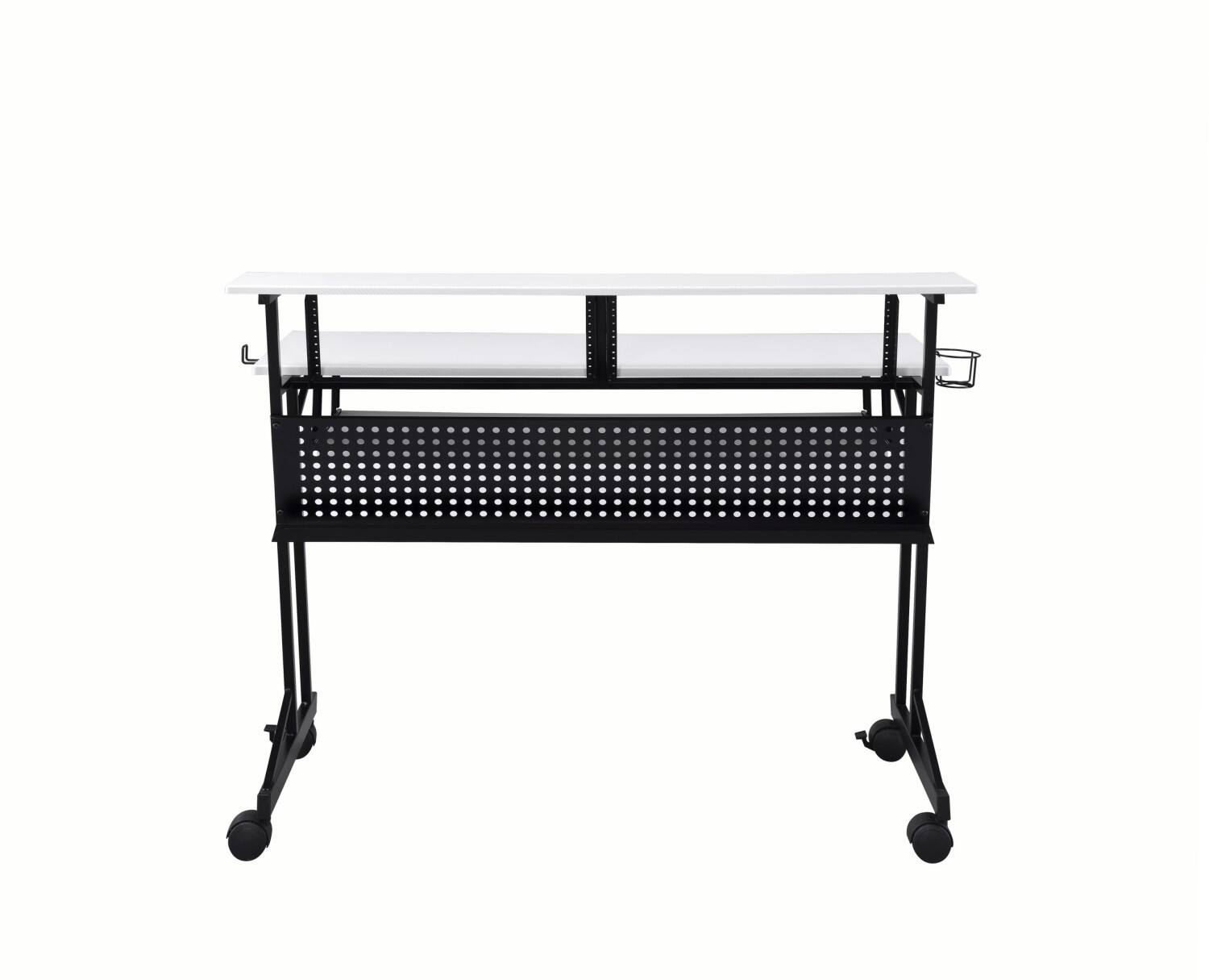 Alt View 8. Glintex - Music Studio Desk with 61-Key Keyboard Tray, 43'' Monitor Support, Shelf, Cup Holder and Caster Wheels - Black,White.