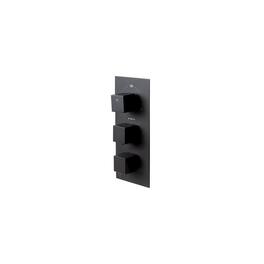 Alfi - Matte 3-Way Thermostatic Valve Shower Mixer Square Knobs - Black