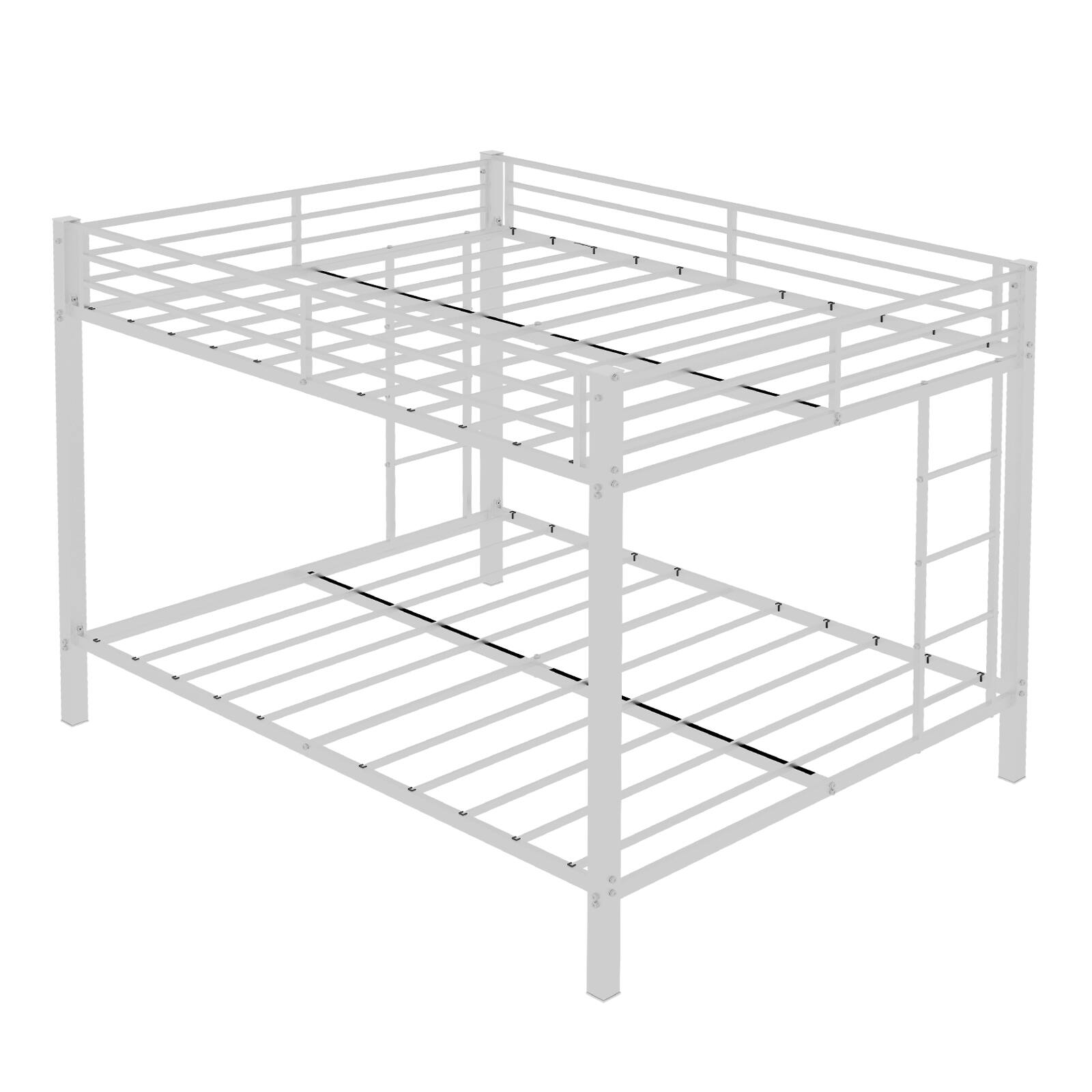 Alt View 9. Loheer - Loheer Full Over Full Bunk Bed White Metal Frame Heavy Duty Square Tube Iron Space Saving Bed - White.