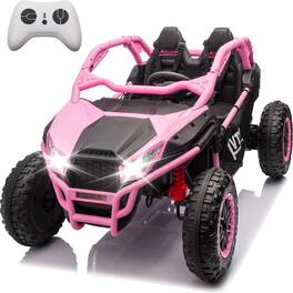 Chateau Abodes - 24V Two-Seater Kids Ride-On UTV with Parent Remote, 400W Motor, 4-Wheel Suspension, Bluetooth/MP3/USB, LED Lights - Pink