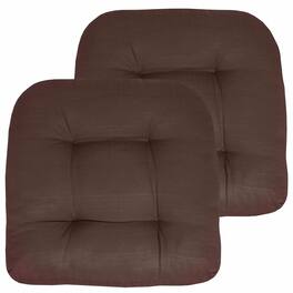 Sweet Home Collection - Patio Cushions Indoor/Outdoor Chair Pads Tufted 19" x 19", 2-Pack - Chocolate