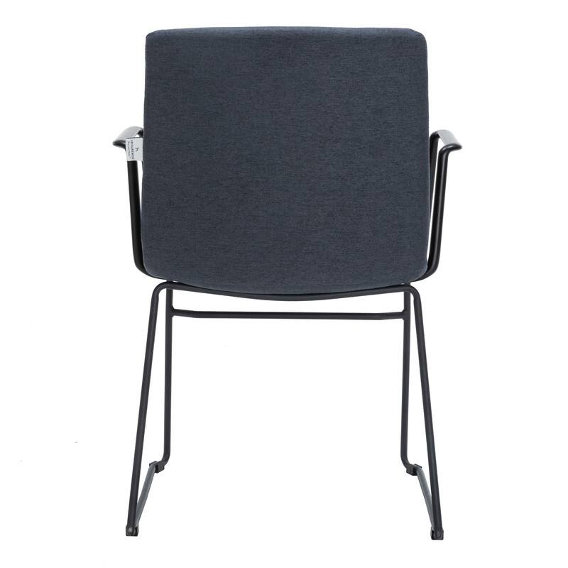 Alt View 4. LeisureMod - Zylar Office ArmChair with PU Leather, Foam Cushion, Stainless Steel Base & Ergonomic Support - Dark Blue.