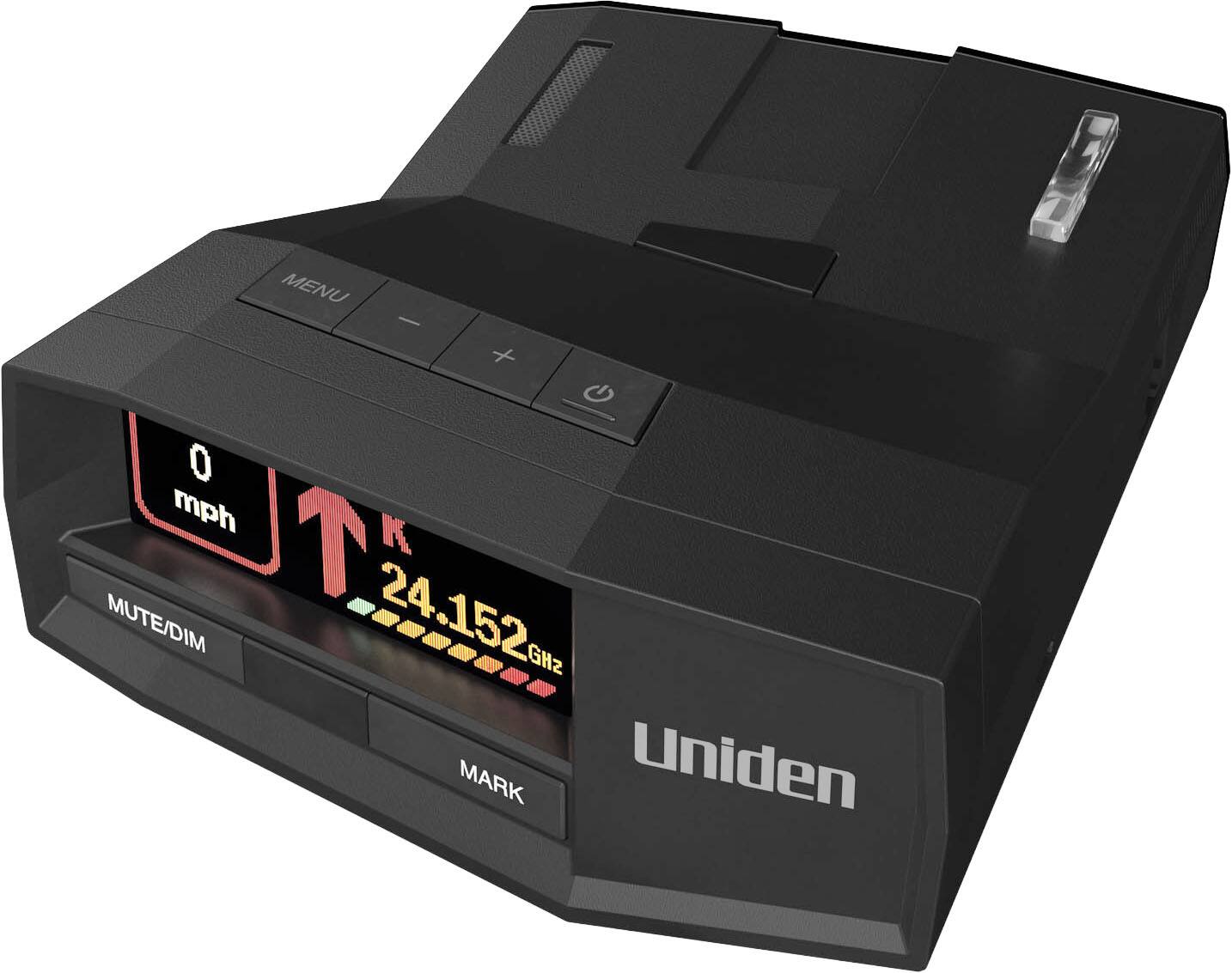 MENU I + G 0 mph K T MUTE/DIM 24.152 GHz MARK Uniden