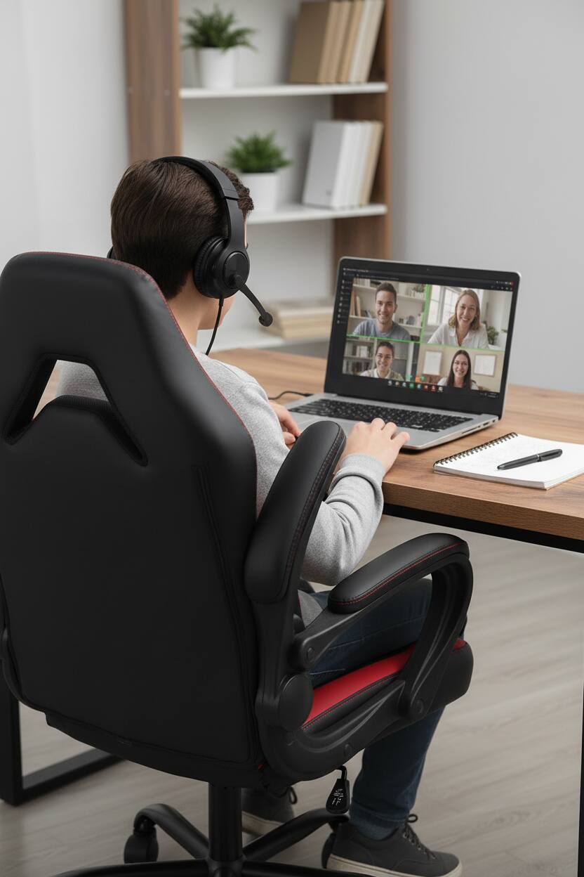 Alt View 6. AOITUN - Gaming Chair Ergonomic Office Chair PU Leather Desk Chair Executive Adjustable Swivel Task Chair with Flip-up Armrest - Red.